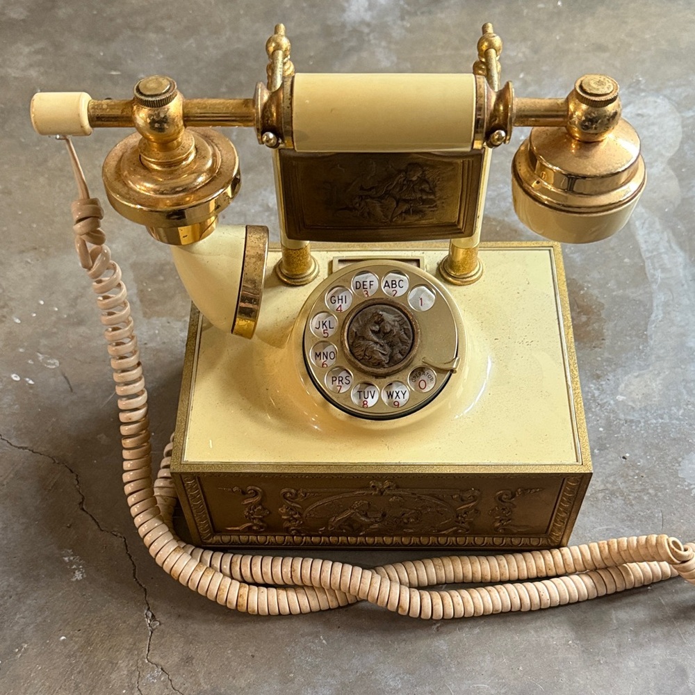 Vintage Gold and Cream Rotary Phone